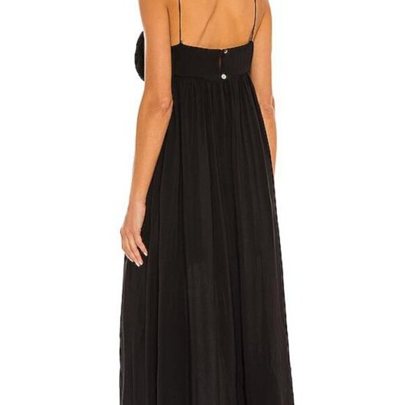 NWT L' Academie Women's Karsyn Midi Dress Black Size L Flowy Empire Waist Dress - Picture 2 of 11